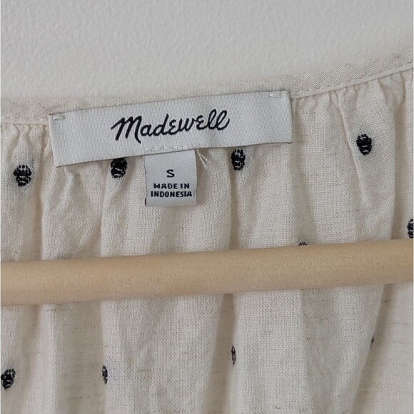Madewell Cotton Linen Lorelei Babydoll Dress Clip Dot Cream White S Small - Picture 7 of 9
